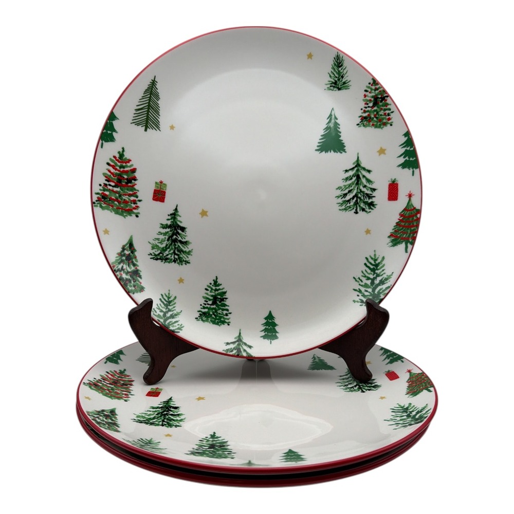 Oneida Merry And Bright Holiday Winter Dinner Plate Set of 3 NEW